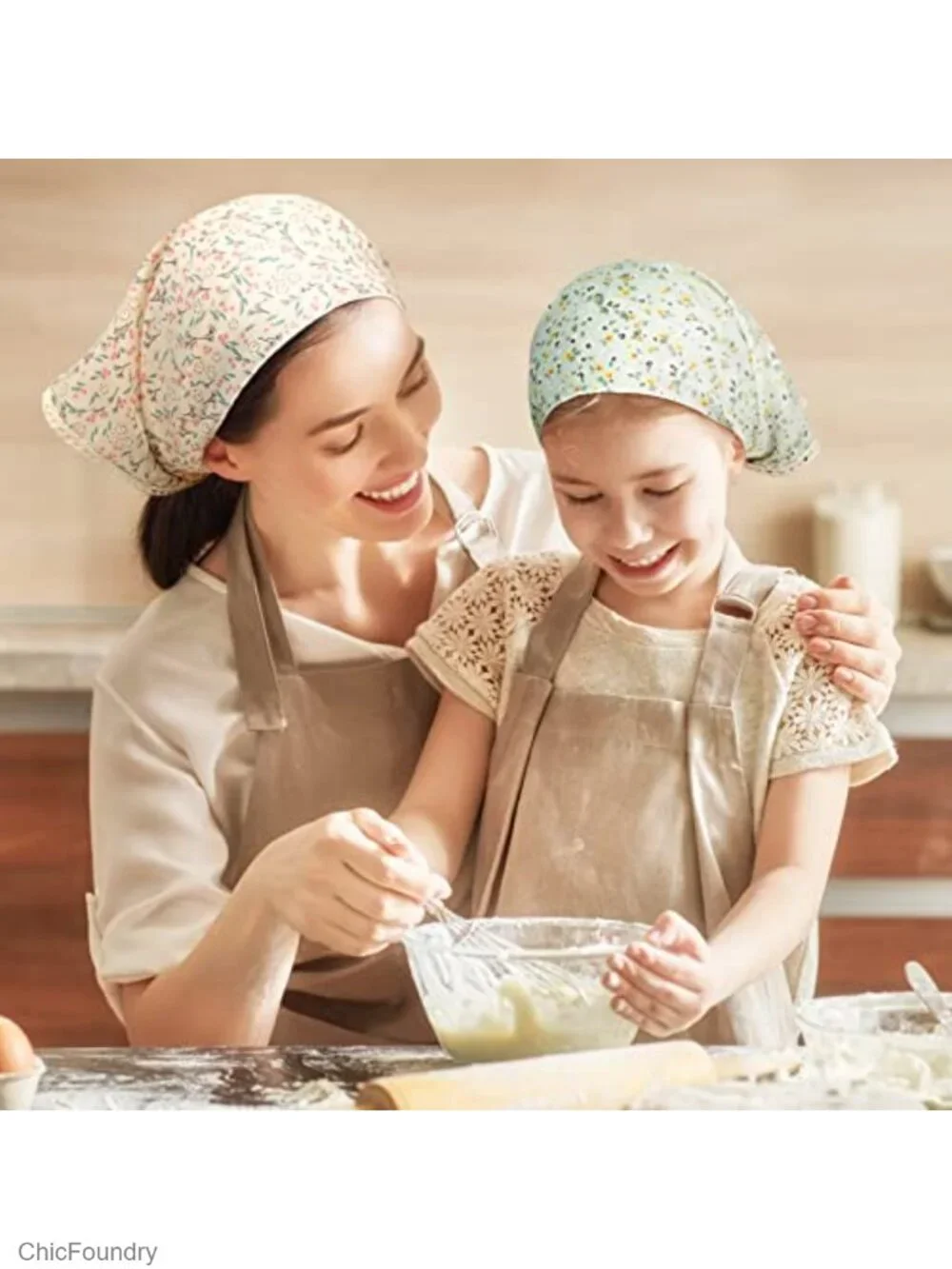 6 Pack Floral Chiffon Headband Hair Scarf Triangle Kerchief Boho Headwrap for